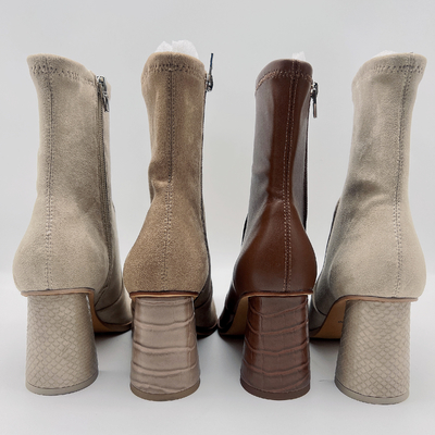 Off White Women Leather Dress Boots بوت ناعم تان جلد مقاوم للماء للكاحل