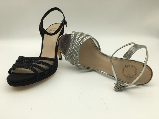 صنادل جلدية ناعمة للسيدات من Stiletto بمقدمة مفتوحة مقاس 5 سم صنادل فضية بكعب عالٍ